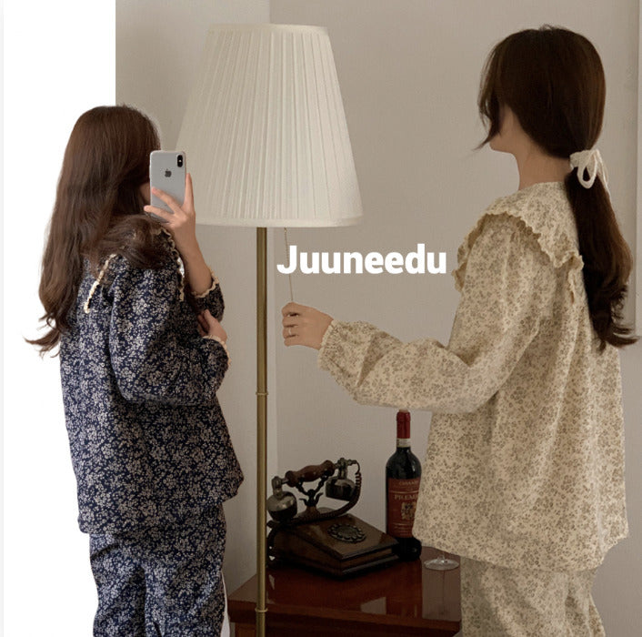 あったか起毛素材【Juuneedu】Jane Flower 長袖パジャマセット