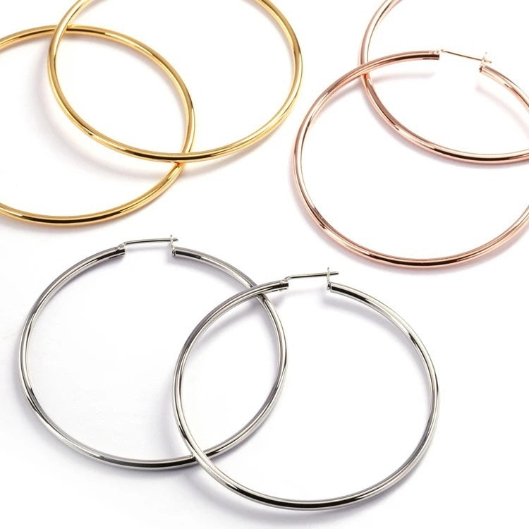 フープ ピアス クロッシング ステンレス316L 2×50