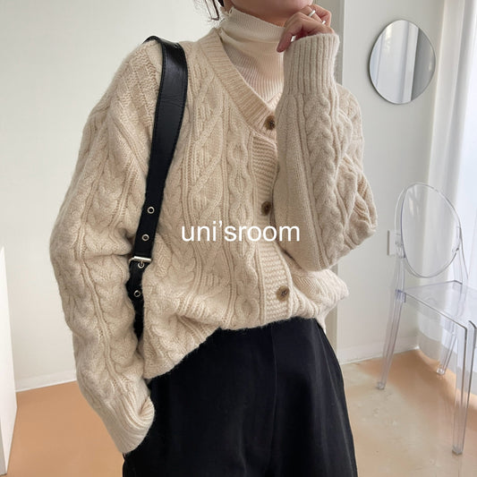 uni's room■2color ケーブルニットカーディガン NT-AW24-42