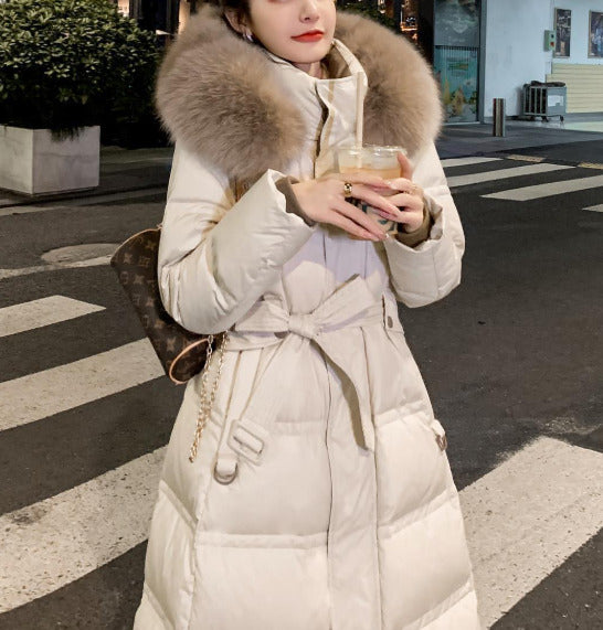韓国 ダウン コート フォックスファー ロングコート 全2color