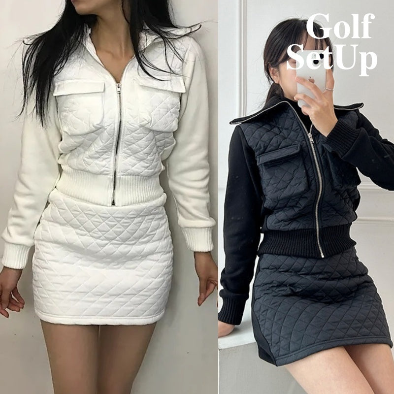 ■韓国■ ゴルフウェア セットアップ 2P キルティングセット 2色
