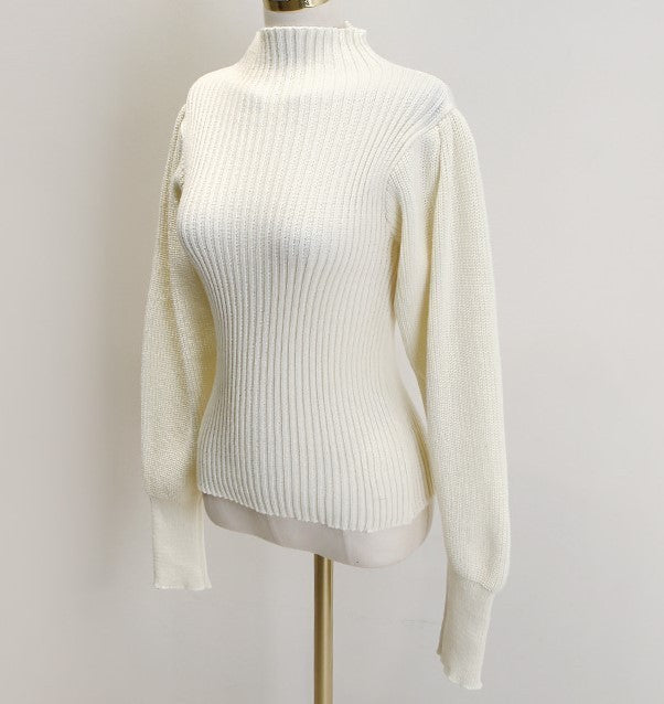 ハイネック バルーンスリーブ リブ ニット♥　全4色♪
