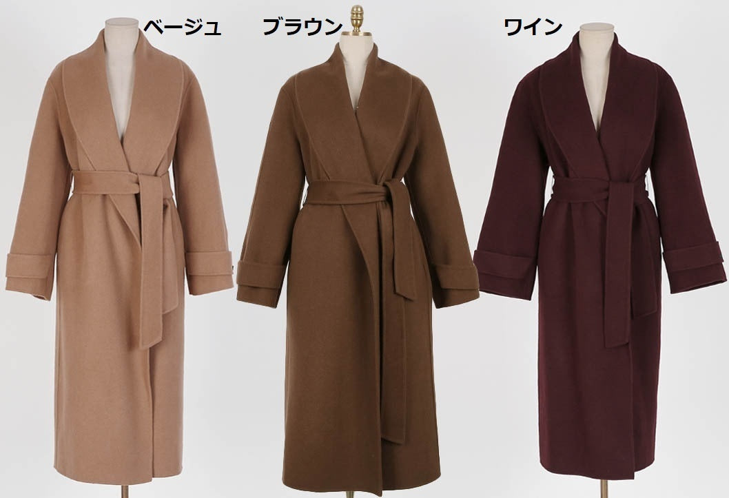 最高級 ウール90% ショールカラー ハンドメイド コート◆　全7色