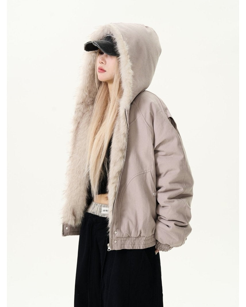 ファー マウンテン ジャケット 2色 フード付き ブルゾン cr7484