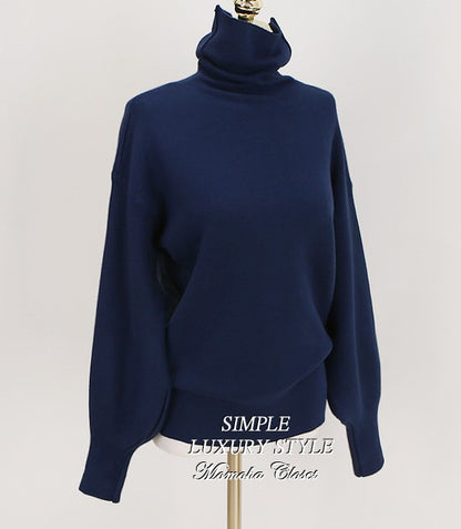 ハイネック パフスリーブ カシミヤタッチ ニット★　全6色♪
