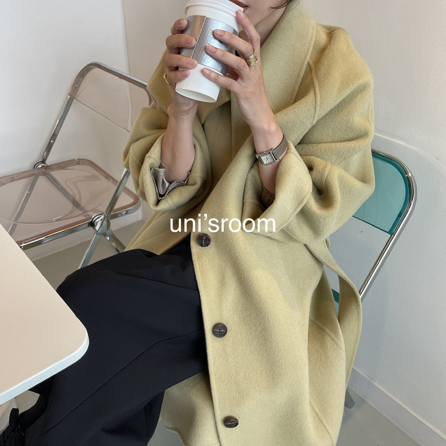 uni&amp;#x27;s room■HANDMADE ウールステンカラーコート OT-AW24-06BO