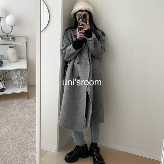uni&amp;#x27;s room■HANDMADE ウール100％ロゼコート OT-AW24-08GR