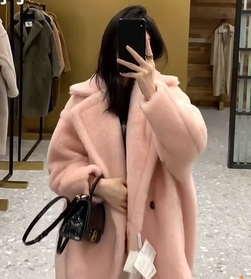 5色 コート ロングコート ミドル丈 もこもこ ゆったり