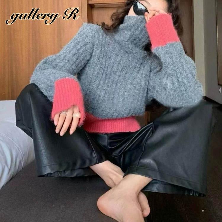 ニット セーター トップス タートルネック ソリッド 4colors S/L