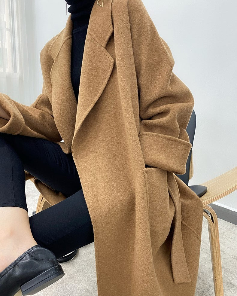 無地ウールコートアウターロング秋冬