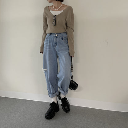 uni&amp;#x27;s room■4color ディープUネックアメリニット NT-AW25-06