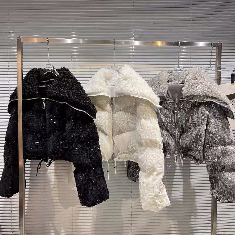 キラキラベルベットダウンジャケットアウターショート冬