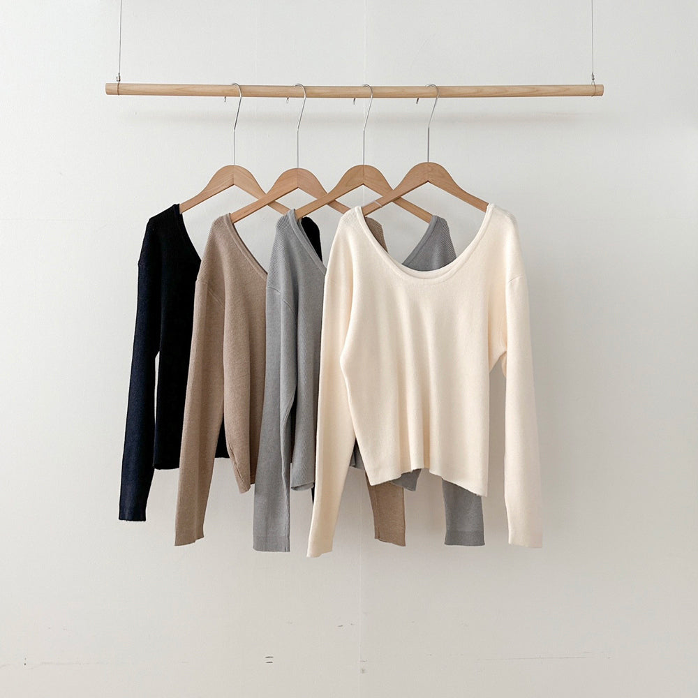 uni&amp;#x27;s room■4color ディープUネックアメリニット NT-AW25-06