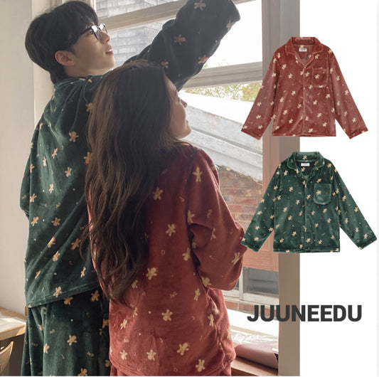 カップル【Juuneedu】Snowing Cookie フリースパジャマ