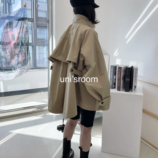 uni&amp;#x27;s room■Aラインドレープハーフトレンチコート OT-SS22-04BE