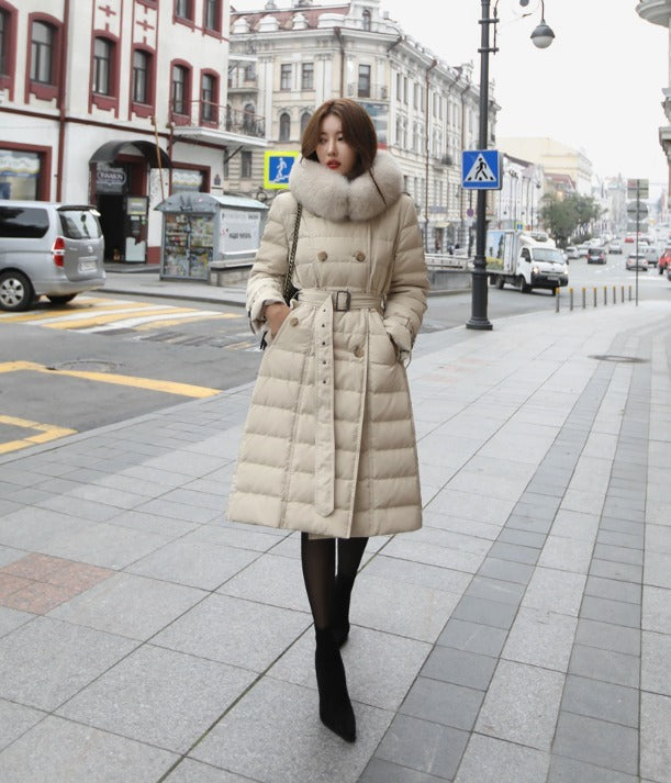フォックスファー付きロング丈ダウンジャケットコート（２色）