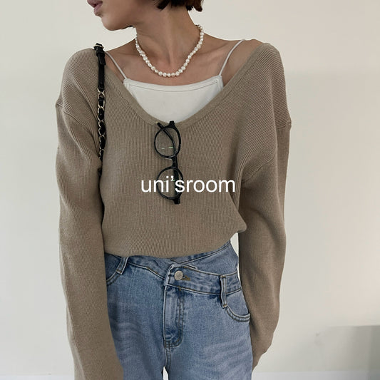 uni&amp;#x27;s room■4color ディープUネックアメリニット NT-AW25-06