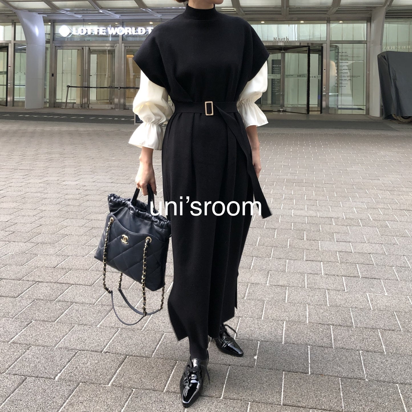 uni&amp;#x27;s room■都会的大人コーデ！ベルト付 ニットワンピース